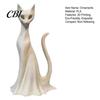 Ghost Skirt Cat Sculpture 3D Printed Statues, Halloween Haunted Kitten Figurines with Hollow Eyes Durable Statue & Flowing Drapes, Matte White Spooky