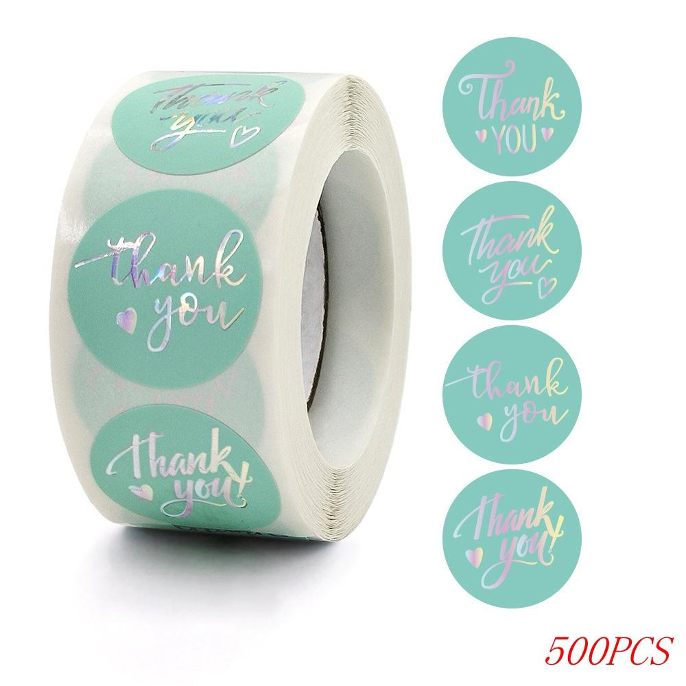 50-500pcs 1inch Blue Thank You Stickers For Envelope Sealing Labels Stationery Supplies Handmade Wedding Gift Decoration Sticker
