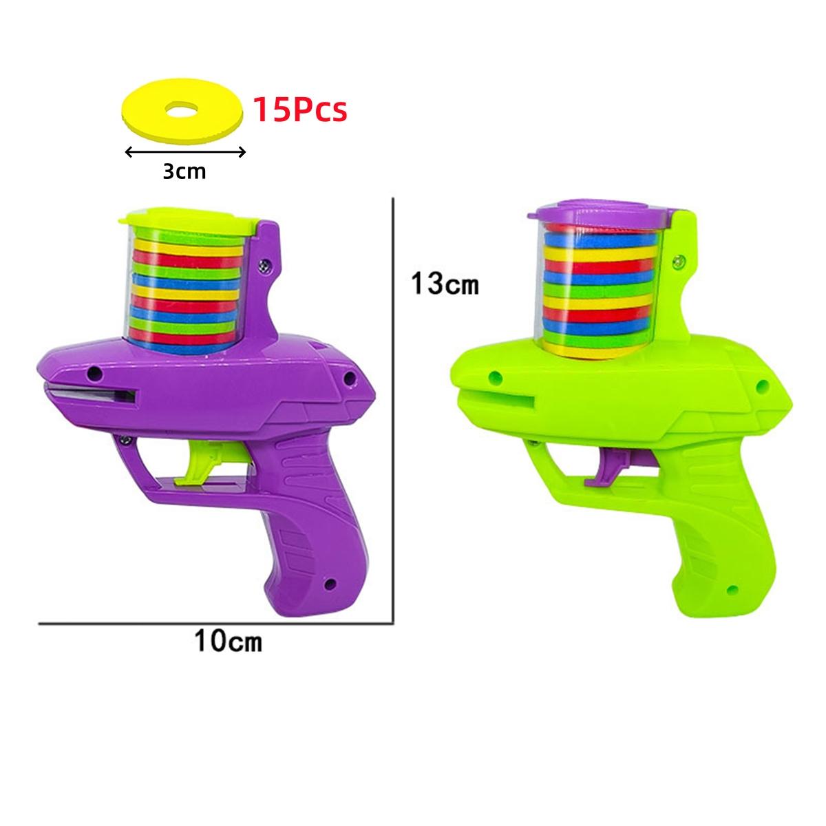 Foam Disc Launcher Cat Toy 15Pcs Colorful Flying Discs 1Pc Gun Launcher Cat Interactive Toys for Indoor Outdoor Training Chasing