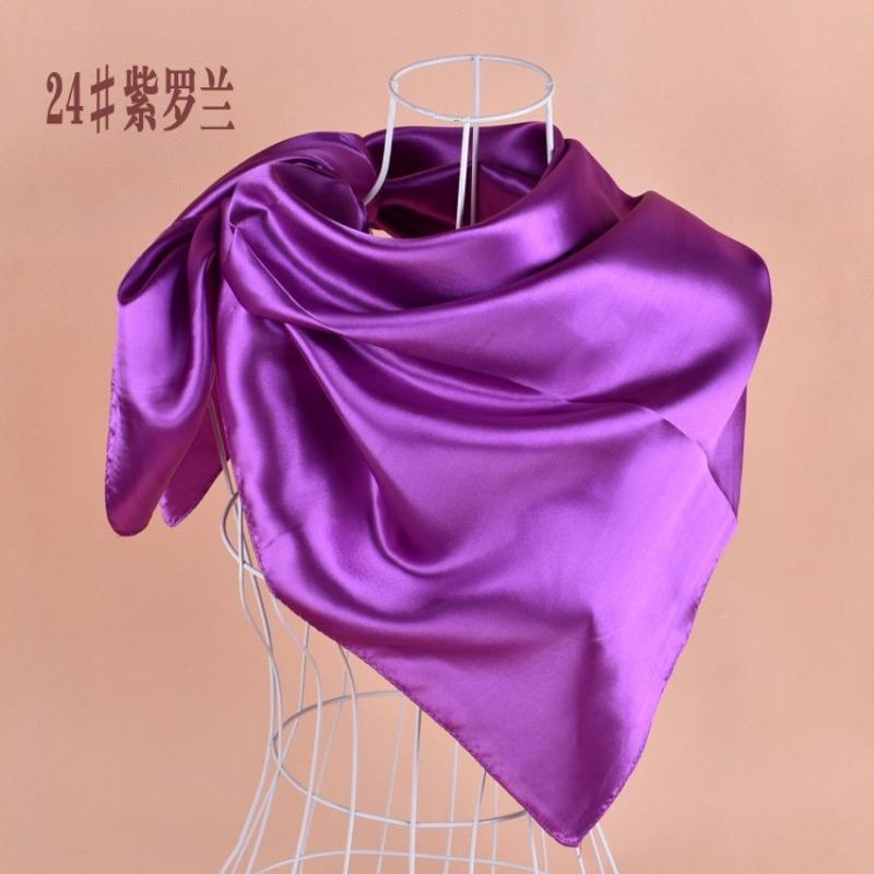 Selected solid color imitation silk generous silk scarf, women's silk scarf 90 * 90 color diced versatile scarf