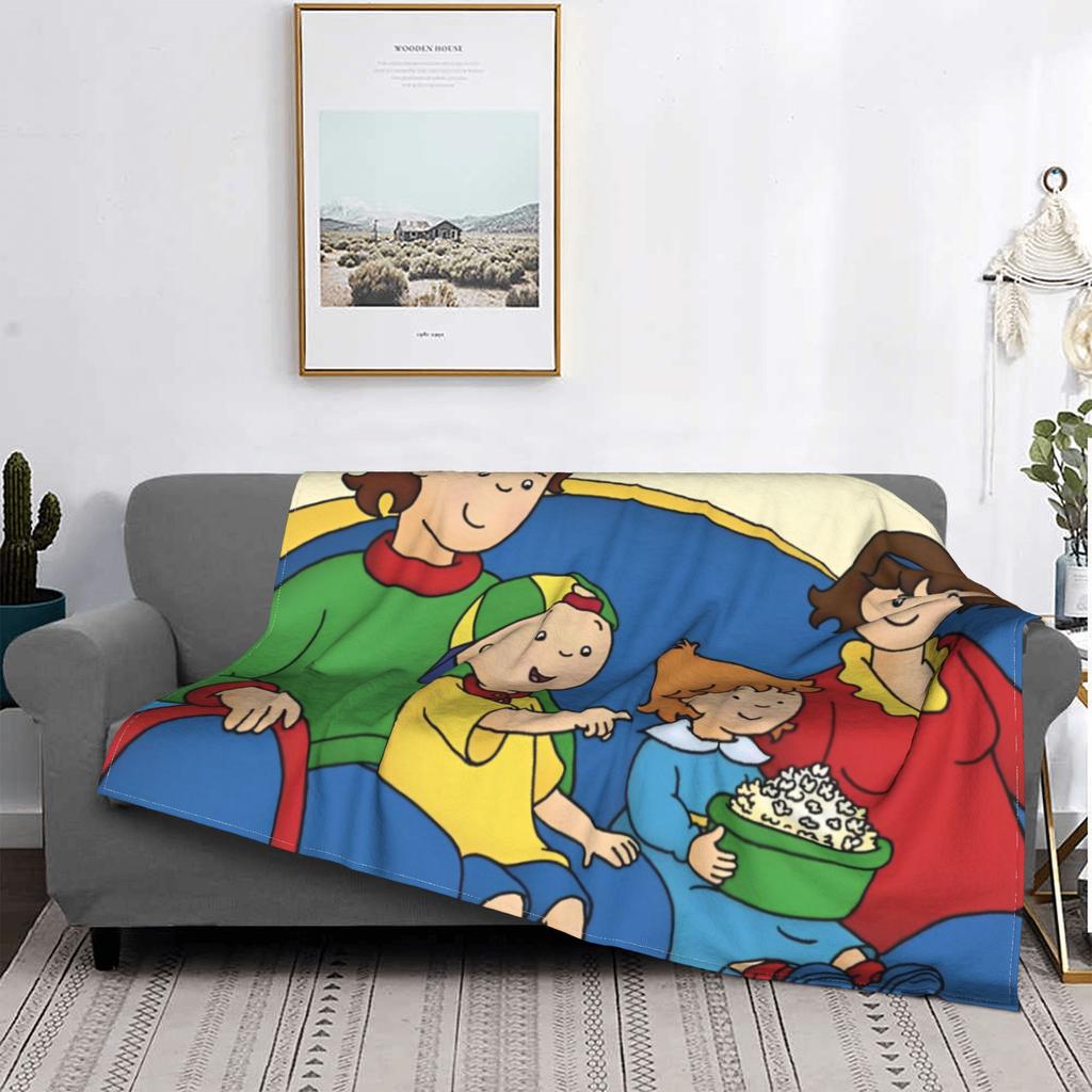 Caillou Animation Cartoon Blankets Flannel Anime Family Watch TV Warm Throw Blanket for Bedroom Sofa Bed Rug