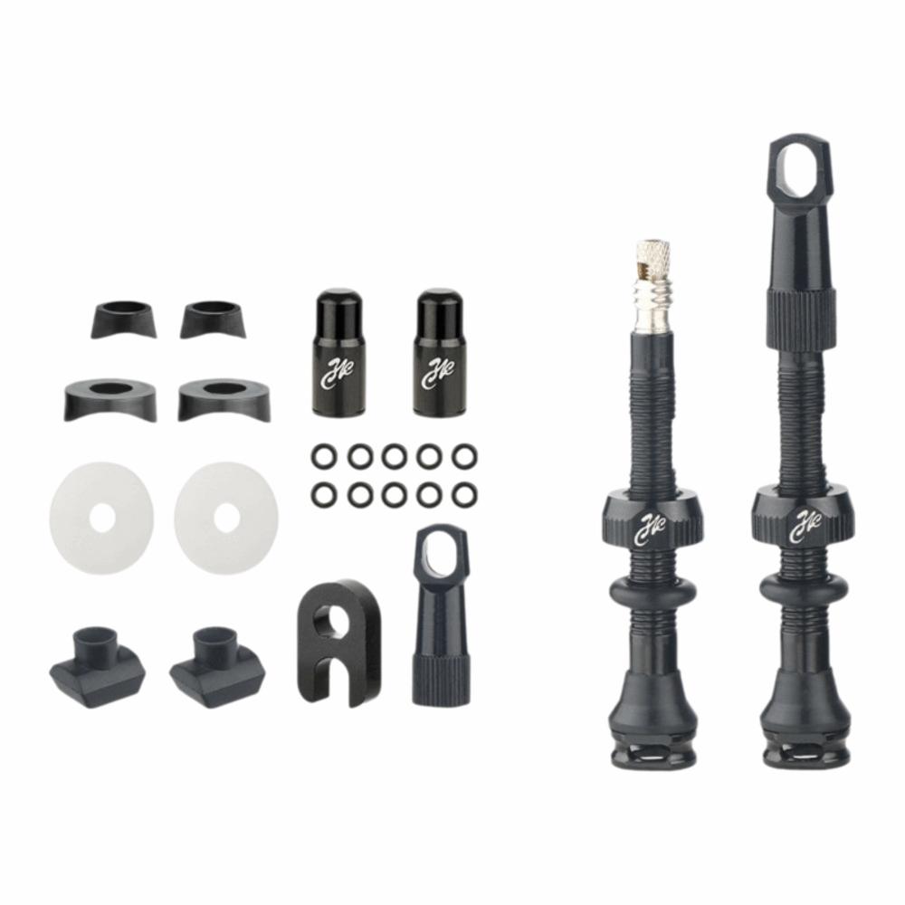 

40/50/65/80mm Bicycle Tubeless Tire Valve F/V Nipple Bike Accessories Cycling Parts Black 65MM 2pcs FA2