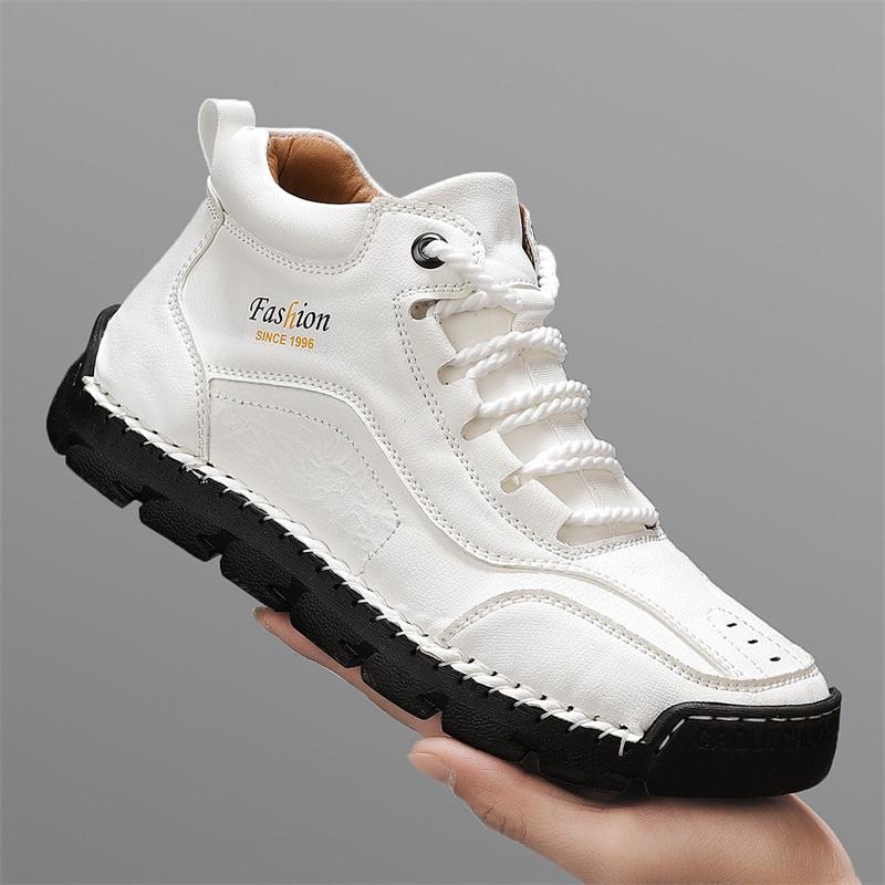 Wiosna / Jesień Męskie Trampki Casualowe za Kostkę Ręcznie Robione Skórzane Buty Plus Size 39-48 Męskie Buty Casualowe