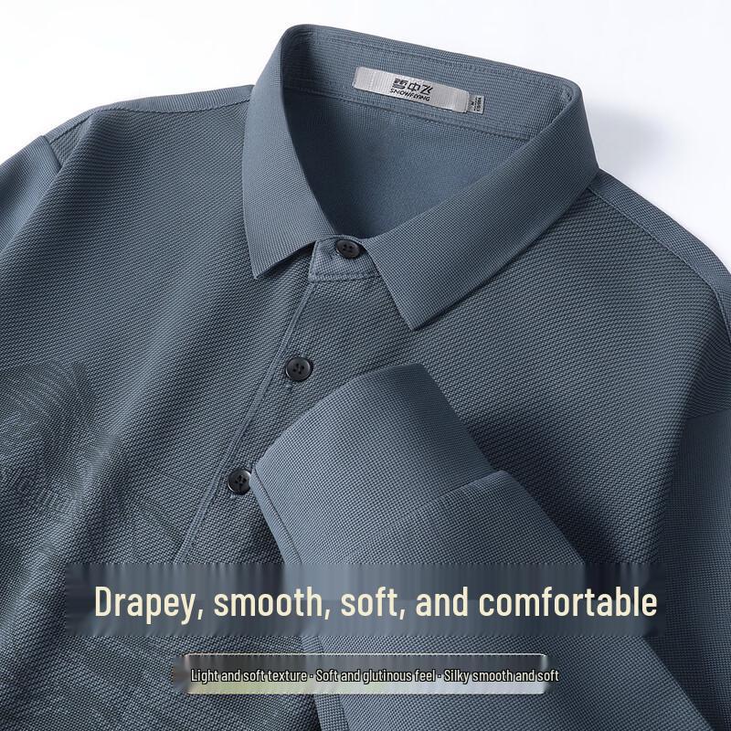 SNOWFLYING Men's Long Sleeve Business Casual Polo Shirt