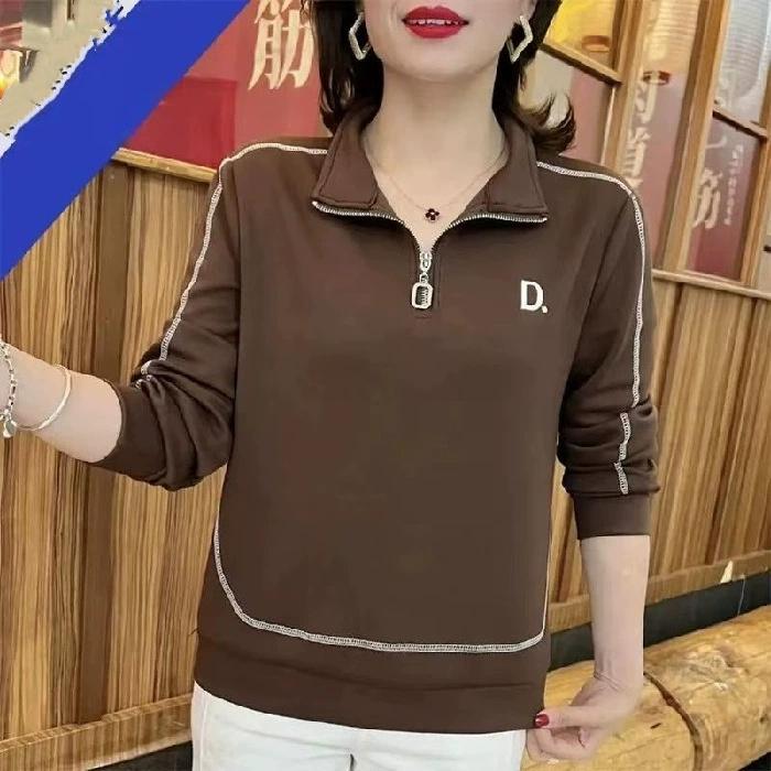 Women's Fashion Casual Spring Autumn Long Sleeve POLO Neck Blouses & Shirts