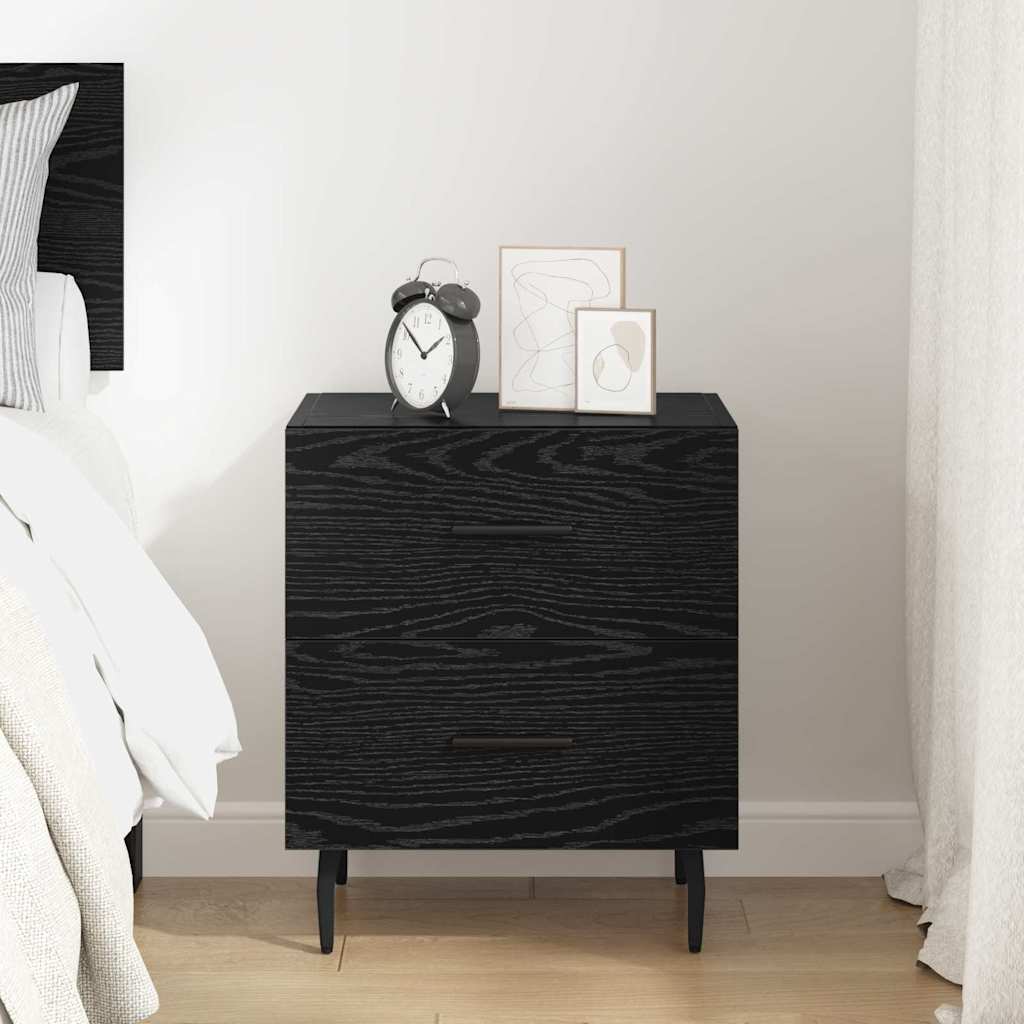 Nightstand Black Oak Effect 40 x 35 x 47.5 cm Engineered Wood