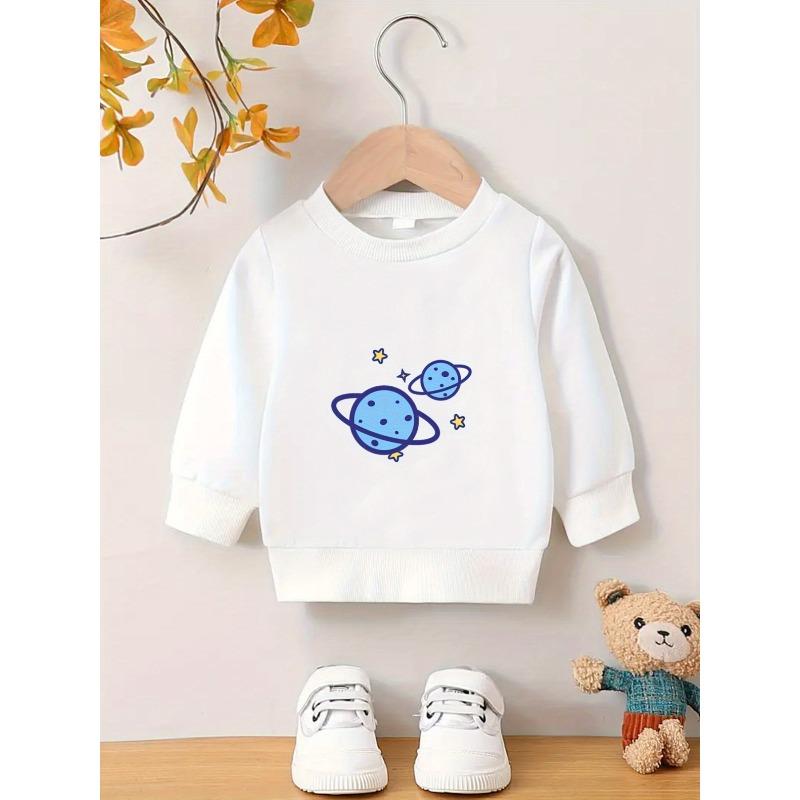 European sizes Unique And Stylish Print Pattern, Comfortable And Easy Spring And Autumn Lightweight Sweatshirt for Kids with a Versatile Round Neck
