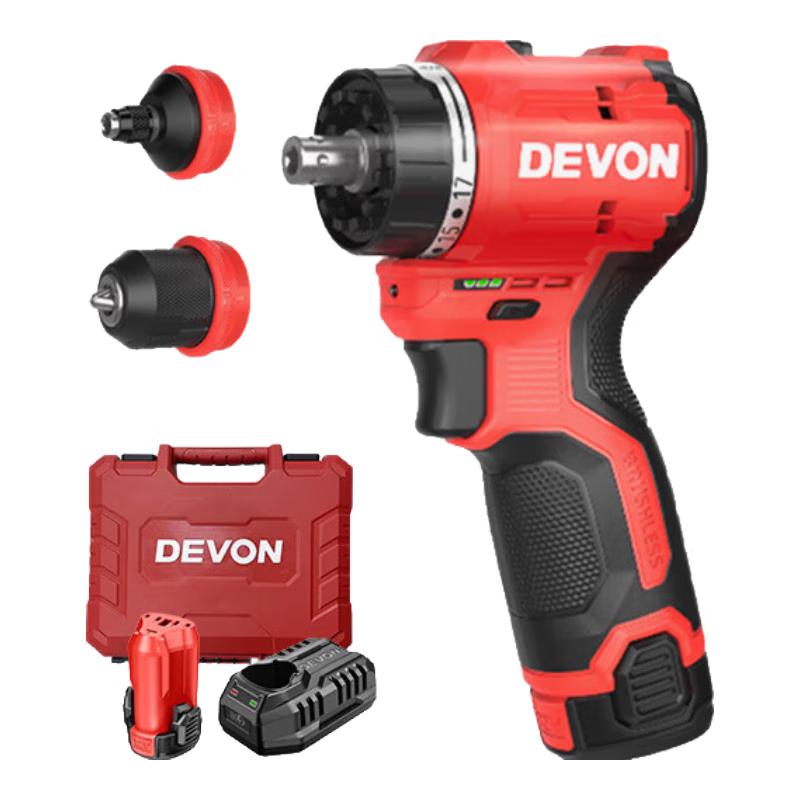 Trapano avvitatore a batteria senza spazzole 12V Devon spina CN (adattatore incluso)