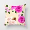 Luxury Home Decor Pillowcase Simple Red Pink Flower Pattern Cushion Cover Living Room Sofa Cushion Cover