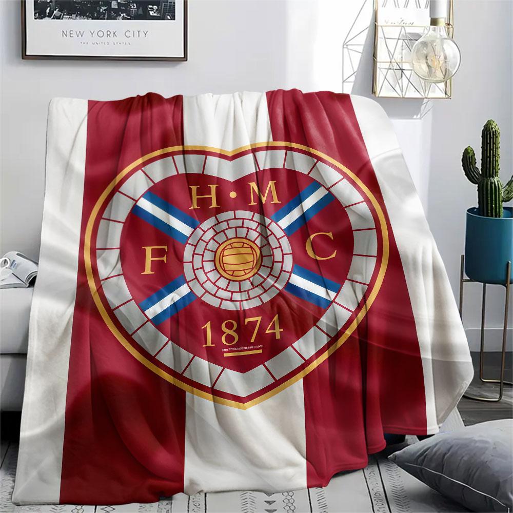 Heart of Midlothian FC Printed Flannel Blanket, soft throw for bedroom sofa, washable,soccer fan merchandise, great gift. 80cm x 120cm