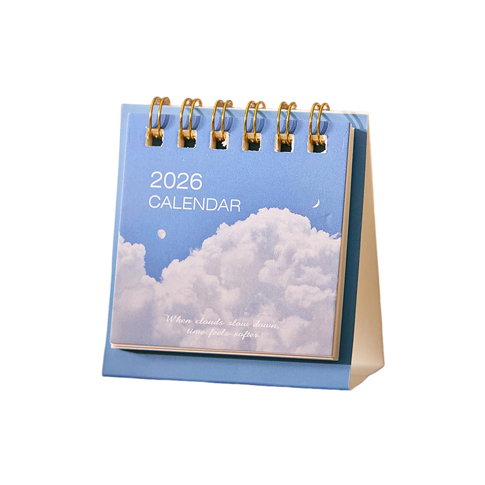 Мини-настольный календарь на 2026 год, тема «Звездное небо», креативный узор с пейзажем, для организации важных дат