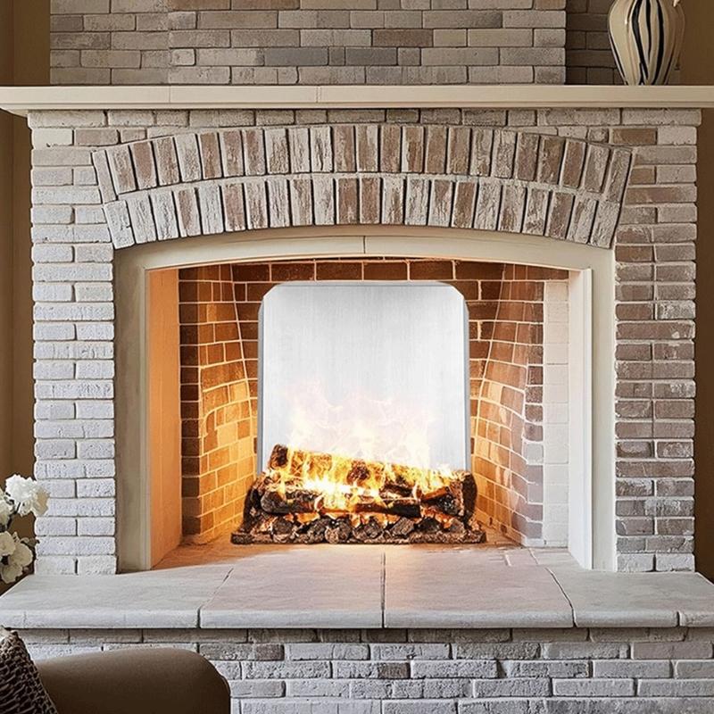 Heat Efficient Fireplaces Back Panel Adjustable Steel Heat Reflectors With Protective Base & Installation Gloves for Home