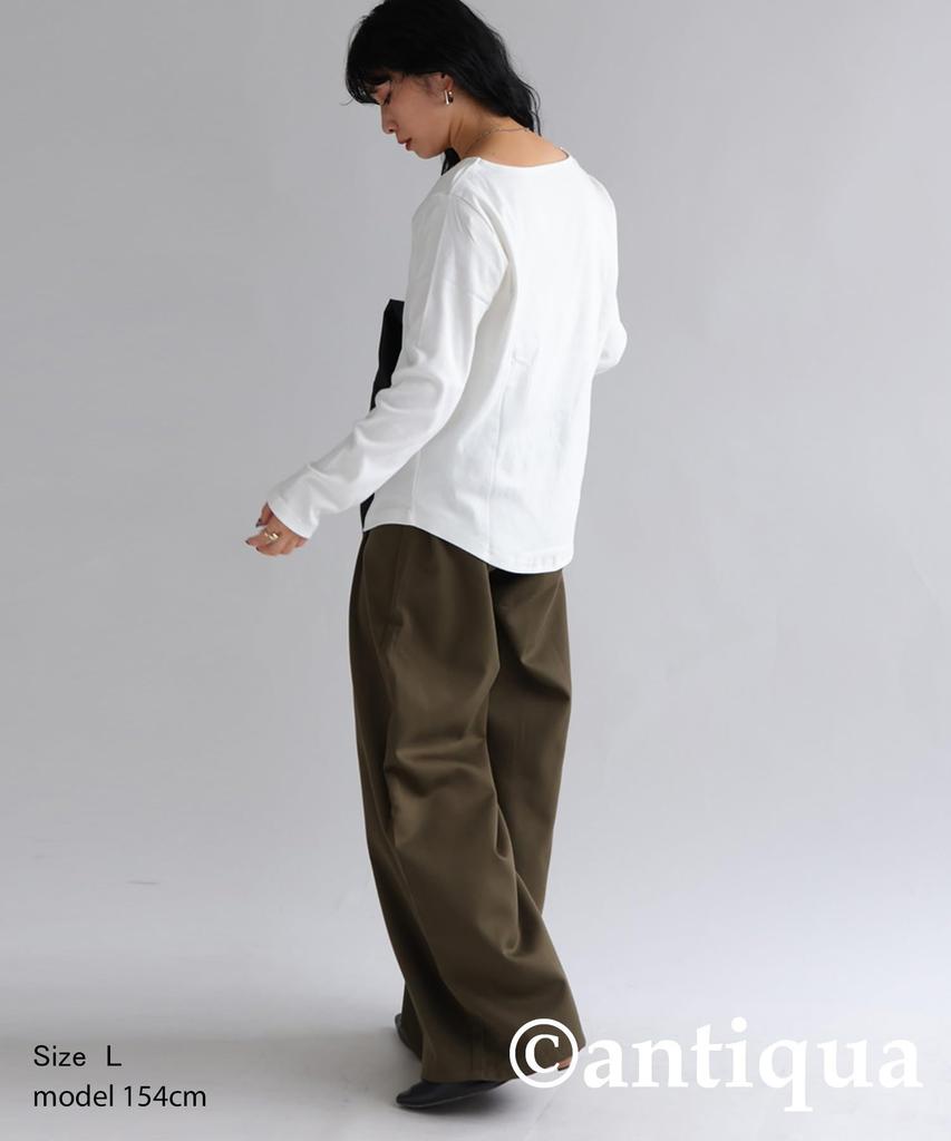 Antiqua Damen Basic Baumwolle V-Ausschnitt Langarm T-Shirt, NA-00105, Größe XL, 03, Off-White