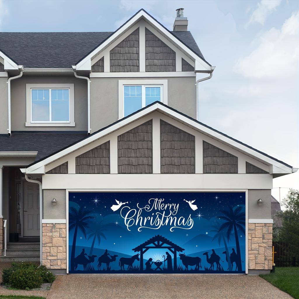 Christmas Nativity Scene Garage Door Banner - Vibrant Holiday Backdrop for Photo Booth, Yard Sign, and Party Decorations