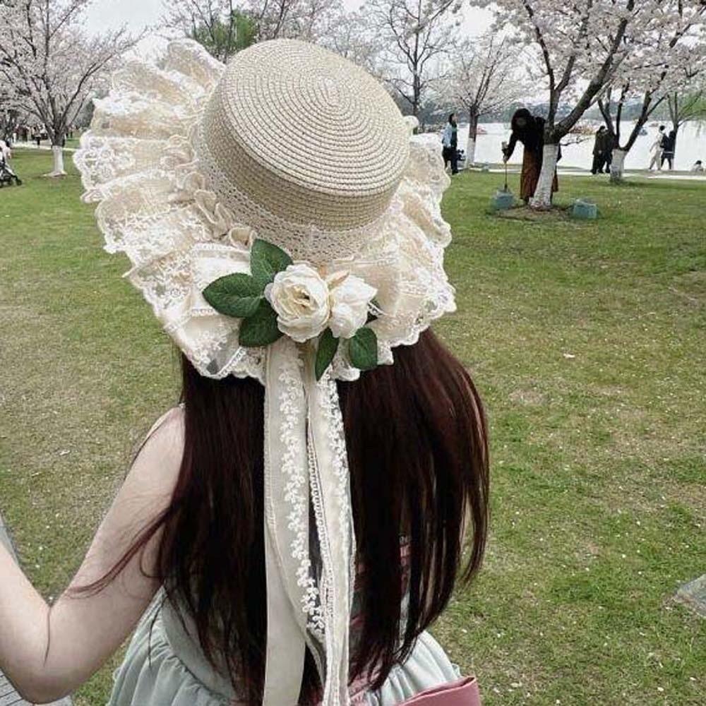 Big Brimmed Fisherman Straw Hat Lightweight Woven Sun Cap The Water-Sprinkling Festival