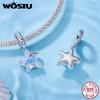 WOSTU 925 Silver Blue Opal Seahorse Pendant Fantasy Jellyfish Charm Octopus Bead Fit Bracelet DIY Ocean Jewelry Gift