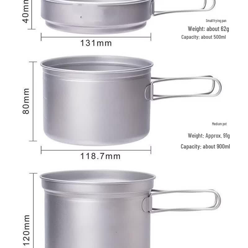 Gongziyu Titanium Folding Handle Cooking Pot Set