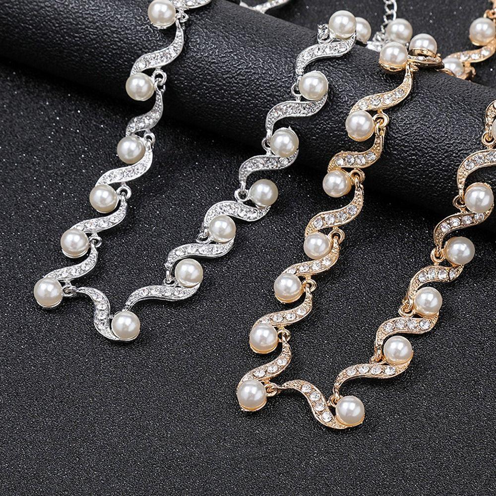 Style Rhinestone Water Drop Earrings Bridal Wedding Jewelry Set Women Necklace Dangle Earrings