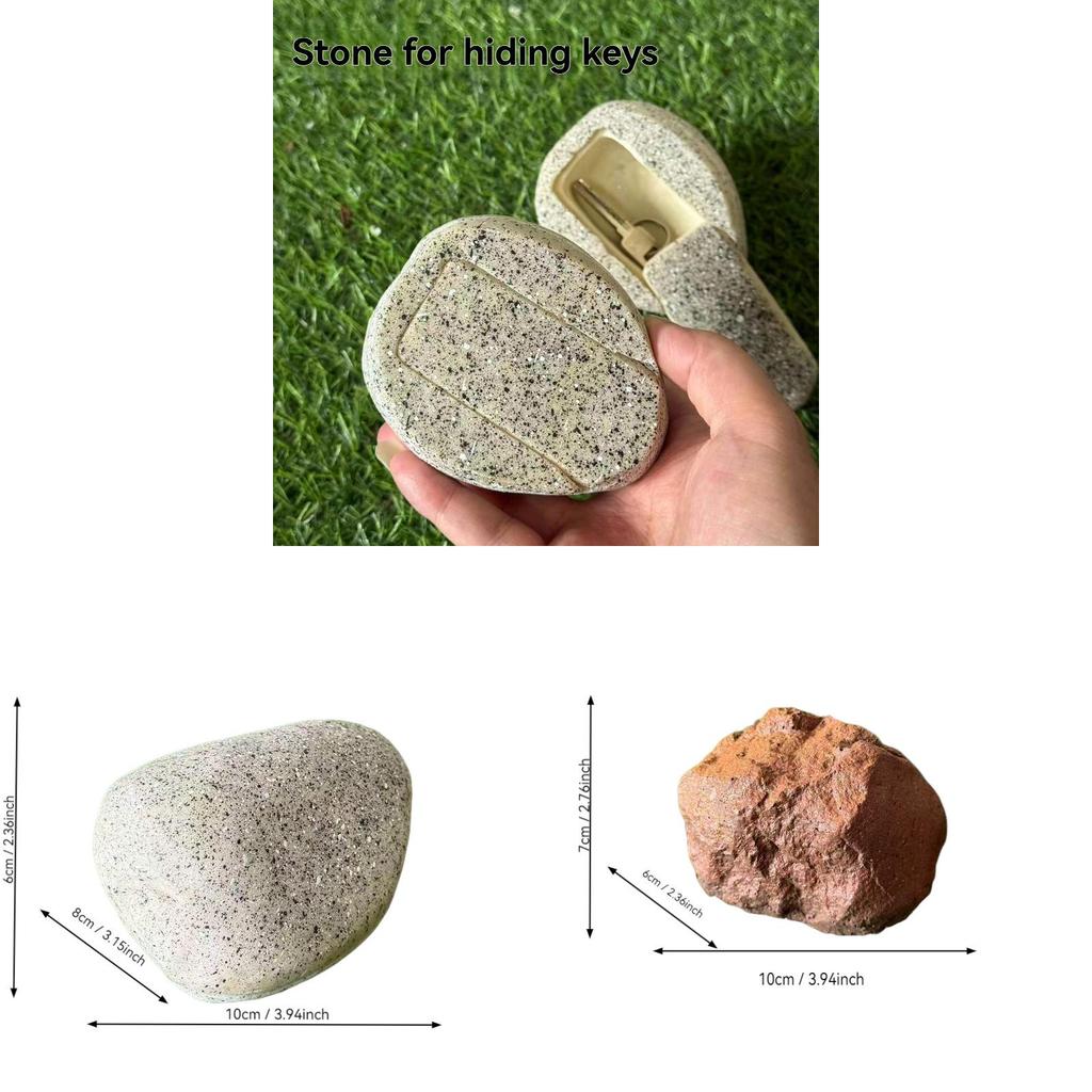 Resin Key Storage Box With Rustic Stone Design For Outdoor Home Decor