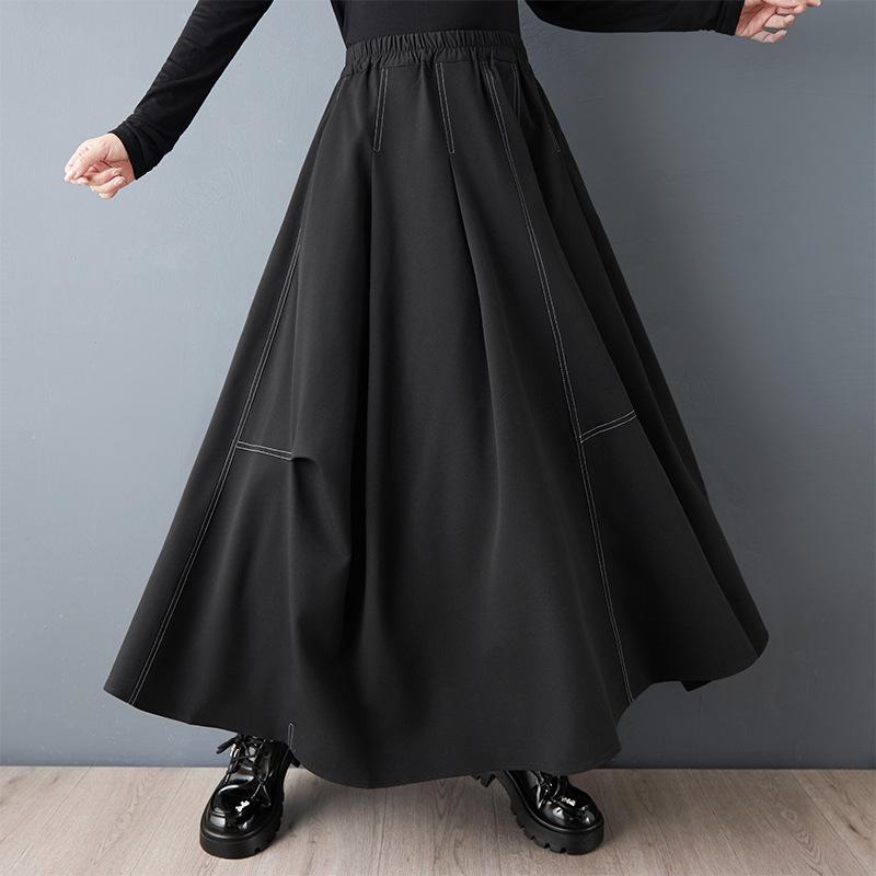 

Spring Dark Style Patchwork Plus Size Loose Slimming Irregular Top & Skirt Set Plus Size