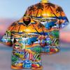 Herenhemd Vocation Bus 3D Print Heren Mode Hemden Enkele Rij Korte Mouw Hawaïaans Strand Pijlgooi Blouse Kleding