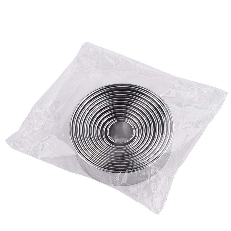 11-Piece Stainless Steel Mousse Rings & Baking Molds Set for Tarts, Dumplings, Cookies, and Cakes.