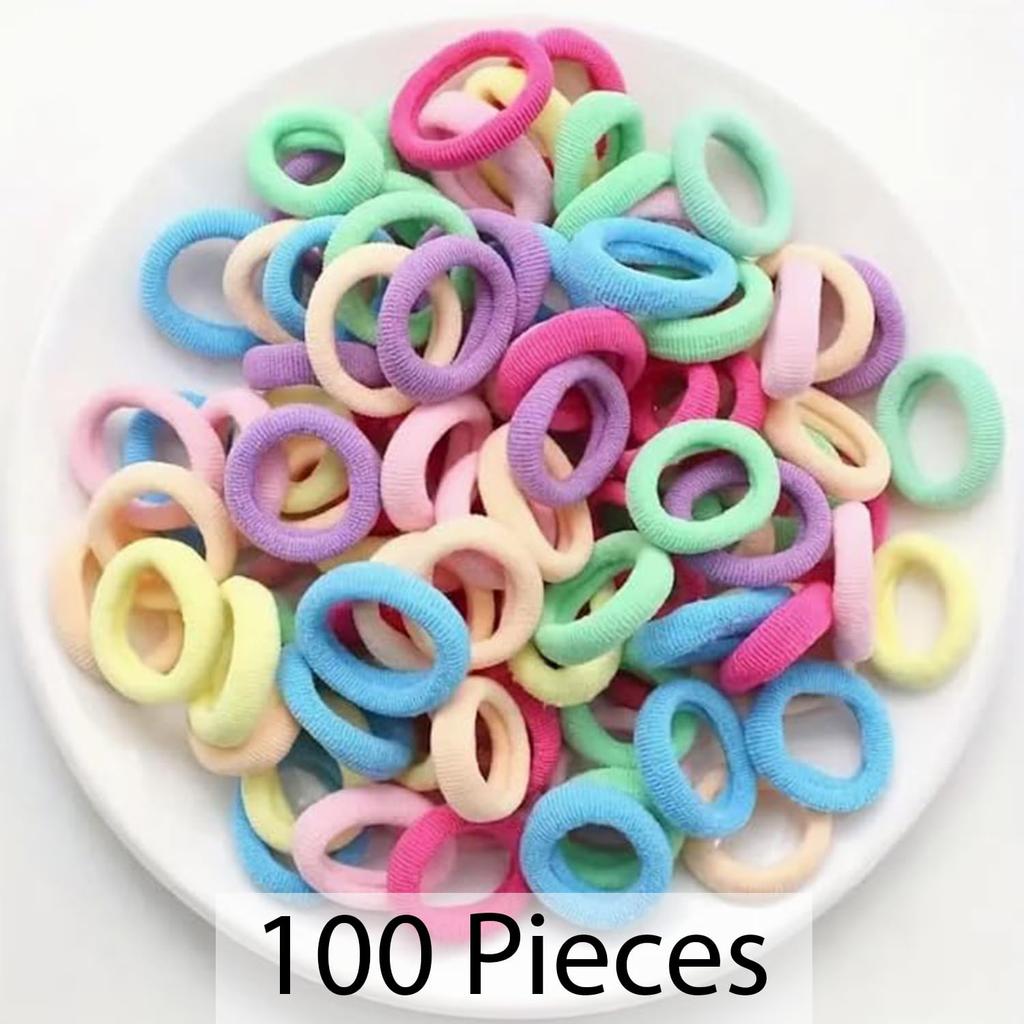130 Pcs Hair Accessories Combo, 100 Mini Rubber Bands, 30 Mini Baby Hair Clips (Random Designs)