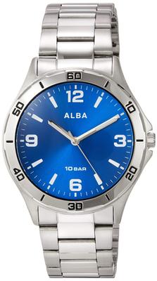 Alba Sportuhr, verstärkt, wasserdicht, für den Alltag, gewölbtes anorganisches Glas, AQPK412, Silber [Seiko-Uhr] (10 ATM) Herren