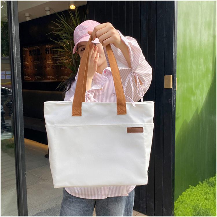 Canvas Bag Japanese Literary Large Capacity Shoulder Bag Female Student Tutoring Bag Korean Pure Color Commuter Ladies Handbag