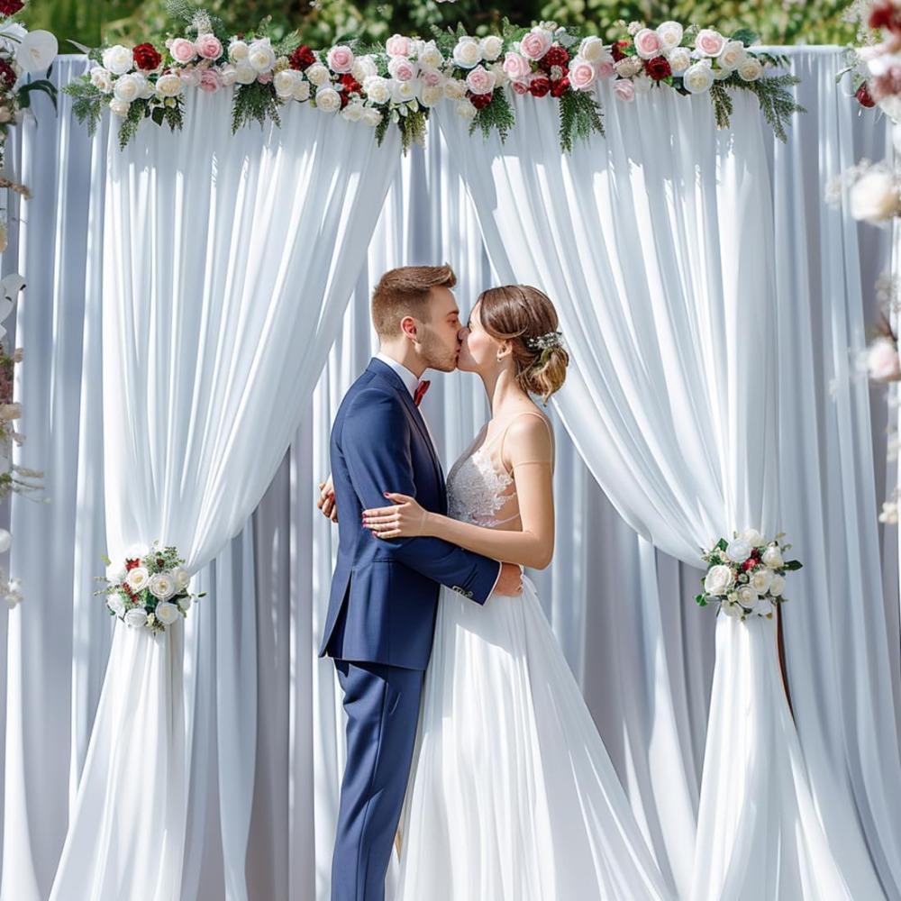 10x10ft Wrinkle Free White Backdrop Curtain for Parties Soft Fabric Drapes Wedding White Curtain Backdrop for Birthday Party Decorations Background