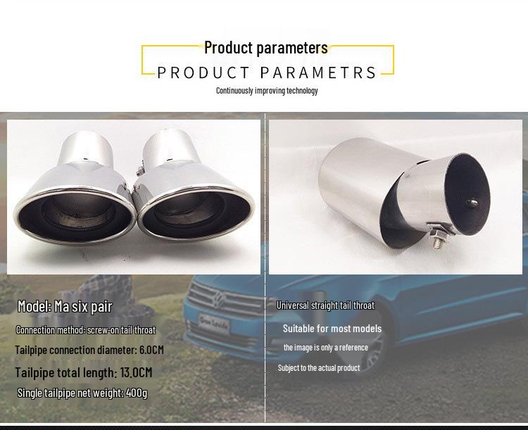 Țeavă de eșapament din oțel inoxidabil pentru M6 Focus, Excelle, Aveo, Cruze, Elantra, Sylphy