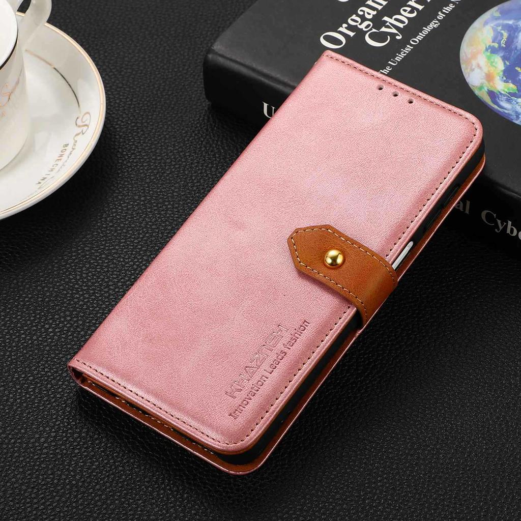 For Samsung Galaxy Xcover7 Leather Wallet Case Golden Buckle Magnetic Clasp