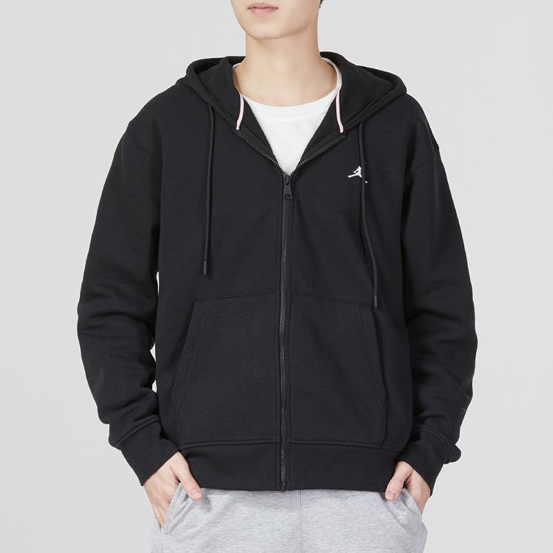 Jordan Sports Hoodie And Knit Long Pants Set Men Activewear Black DQ7351-010+DQ7341-010