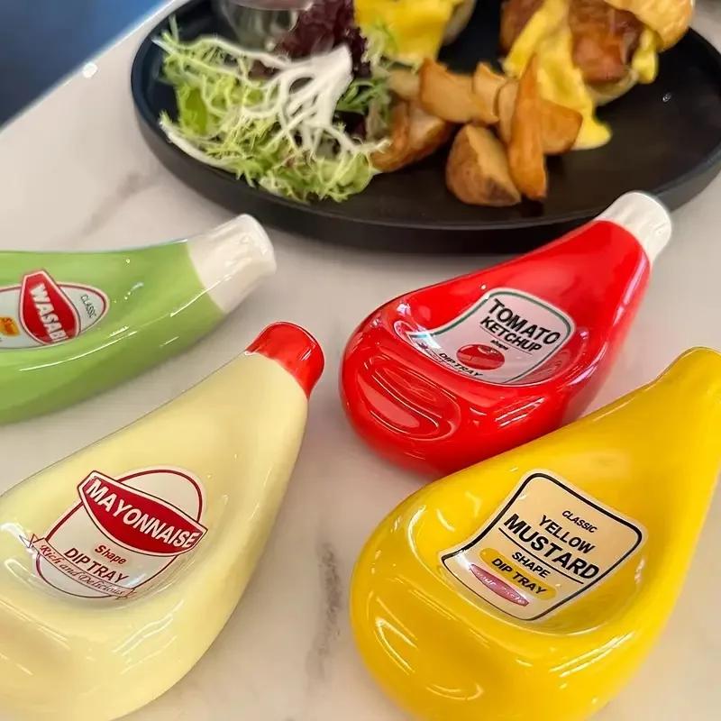 Mini Sauce Plates Cute Sauce Dipping Bowls Creative Ketchup Mustard Mayonnaise Wasabi Dipping Dishes for Sushi Snacks Plates