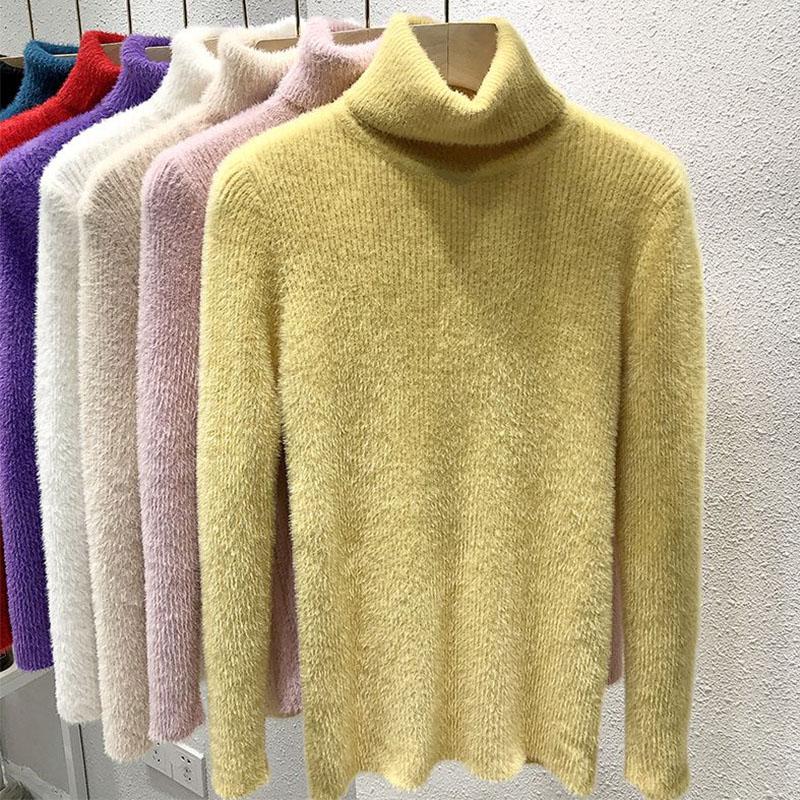 

Новый свитер с высоким воротом для женщин на осень и зиму, облегающий крой и утягивающий пуловер с трикотажной основой под ним one size жёлтый