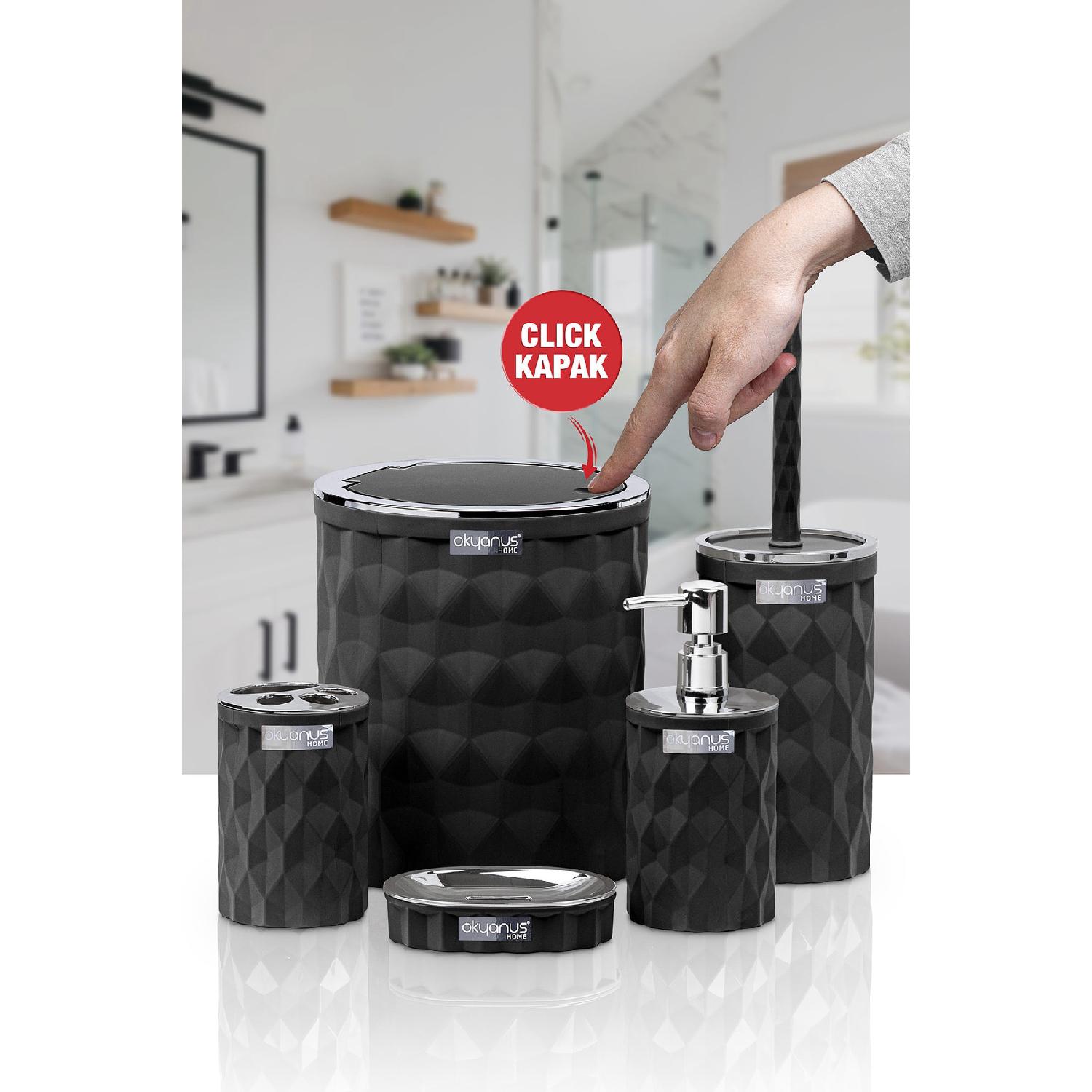 

Набор из 5 наборов для ванной комнаты с хромированным покрытием Diamond Black Click Cover