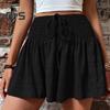 Pantalones cortos holgados de verano para mujer, cintura alta elástica, cordón ajustable, minifalda con volantes, pantalones cortos deportivos plisados y elásticos.