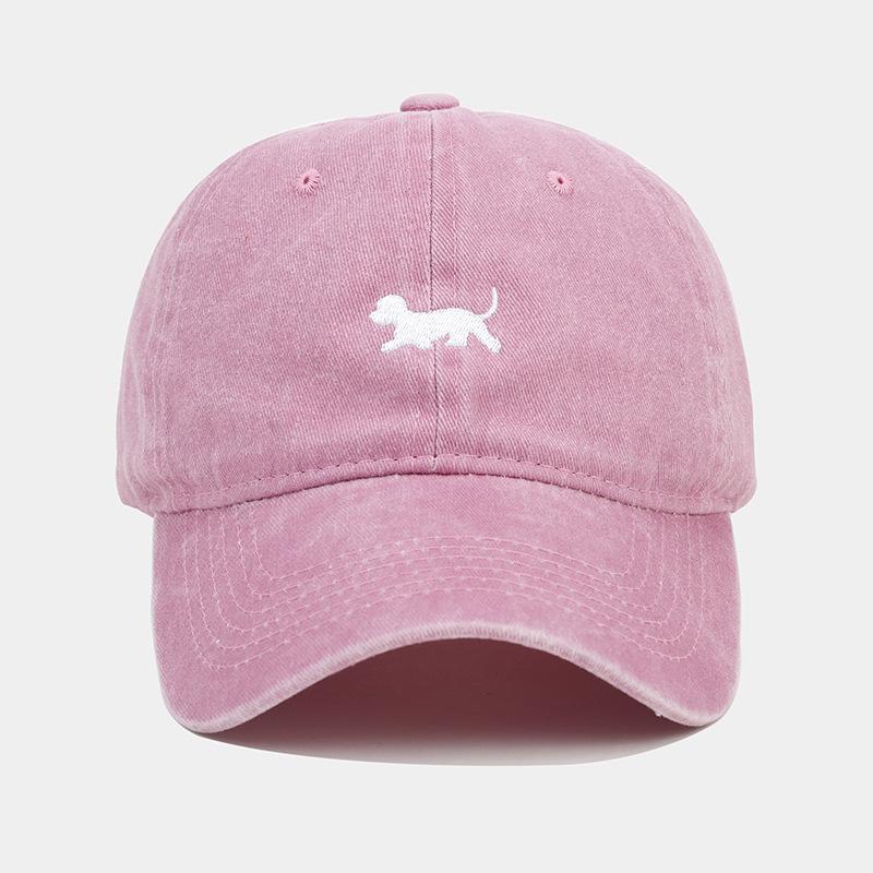 New washed and old retro baseball cap female curved brim puppy embroidered cap male personalized fashion hat