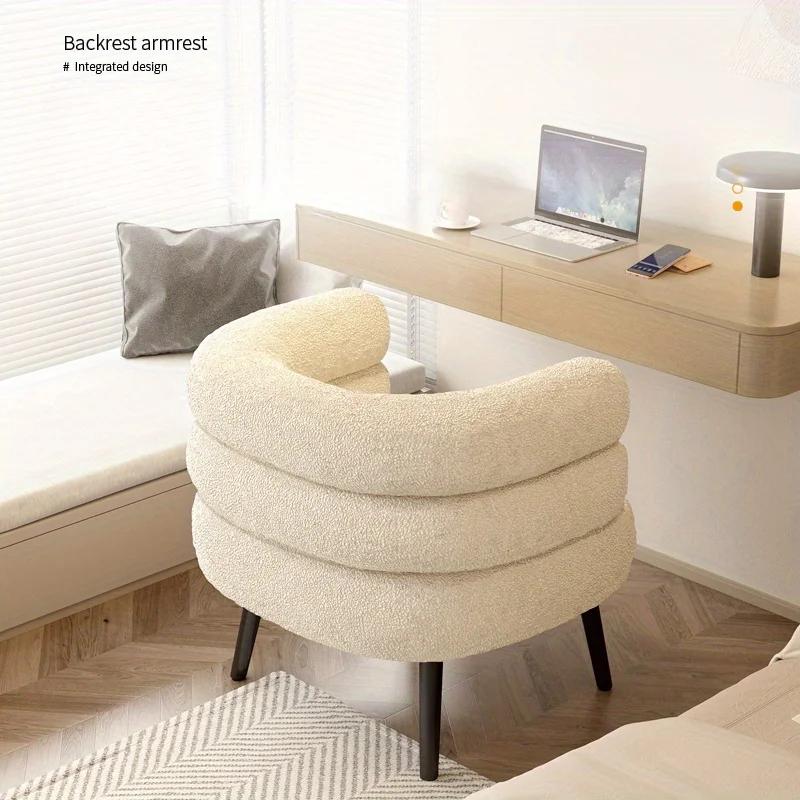 Comfortable Backrest Dressing Chair, Modern Sofa Chair for Living Room, Bedroom, Dressing Table and Dormitory, Pink