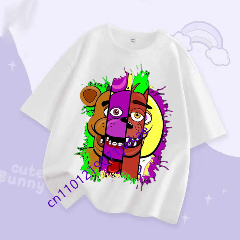 FNAF Prodyšná trička Děti Pět nocí u Freddyho Roztomilý krátký top Kluci Dívky Letní módní tričko Dětské oblečení