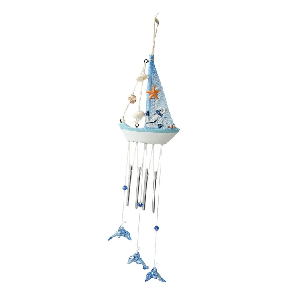 Wind Chimes Outdoor Nautical Sailboat Hanging Ornament for Coastal Themed Patio Balcony Decoration