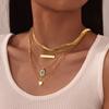 Vnox Classic Gold Plated Various Chain Necklaces,Stainless Steel Square Heart Pendent Necklace For Girl,Clavicle Collar Jewelry