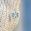 Elegant Imitation Topaz Blue Snowflake Pendant Necklace - Women's Clavicle Chain Christmas Gift