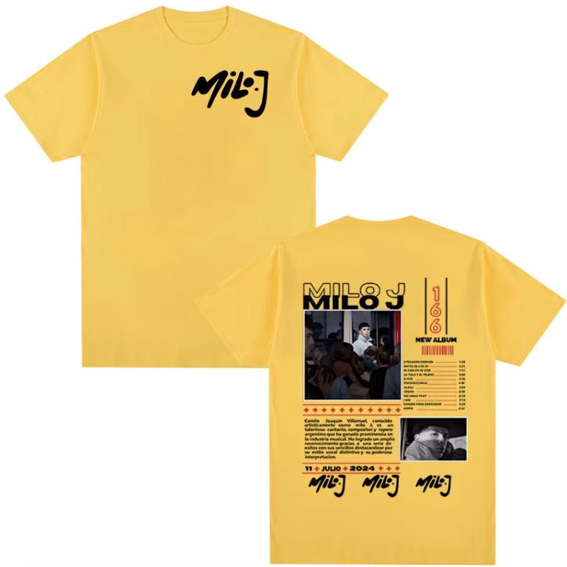 

Rapper Milo J 166 Tour 2025 Album T Shirts Men Retro High Quality Short Sleeve T-shirts Oversized 100% Cotton T-Shirt Streetwear 4XL