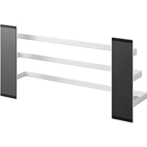 Yamazaki Tower Magnetic Towel Rack for Washing Machines, 3-Row, White, Approx. W42 x D11.6 x H18cm, Towel Rack with Hooks, Easy Installation, Product