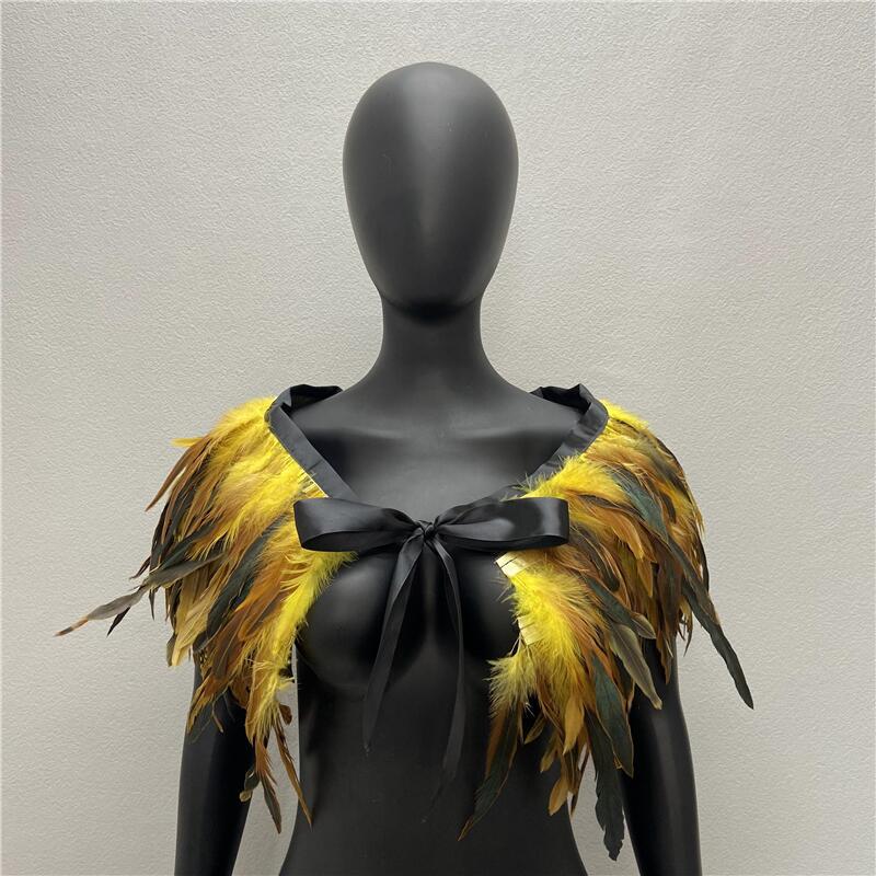 Gothic Feather Shawl Scarf - Rooster & Chicken Feather Cape Cloak Jewelry Accessories