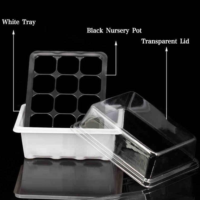 3Pcs/Set 12 Cell Seed Starter Kit Starting Plant Propagation Tray Dome Gardening