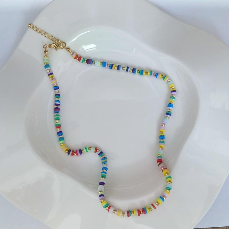 Color Beaded Love Flower Zircon Necklace Female Sweet Cool Hot Girl Wind Collarbone Chain Niche Design Accessories