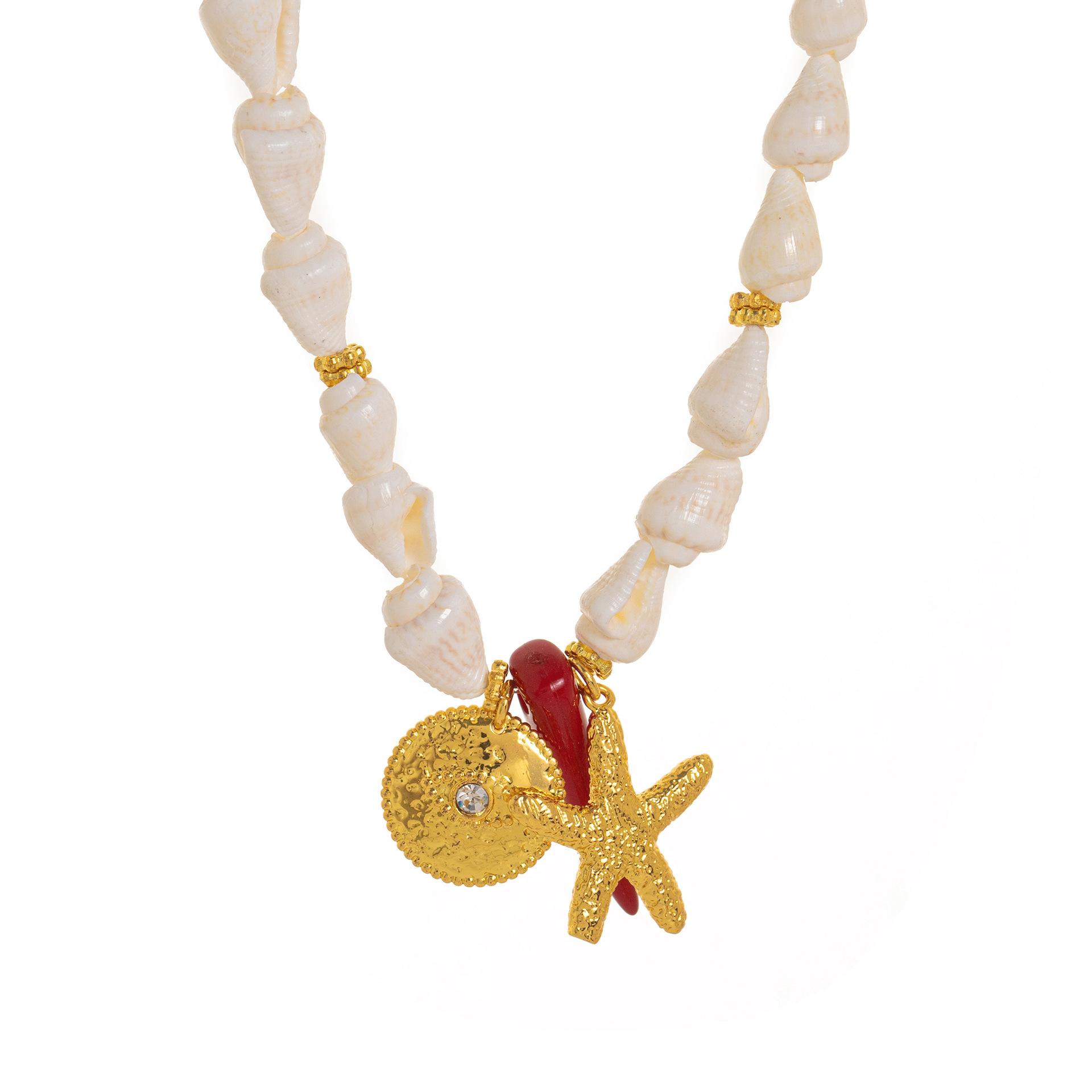 

Summer Beach Wind Purple Big Shell Conch Personality Niche Design Gold Necklace Color Retention