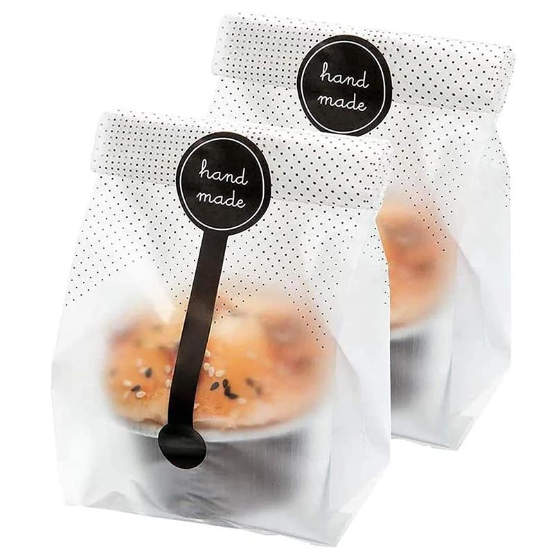 50Pcs Saco de biscoito de plástico com adesivo DIY feito à mão Chocolate Snack Cupcake Baking Wrapping Wedding Birthday Party Gift Packaging